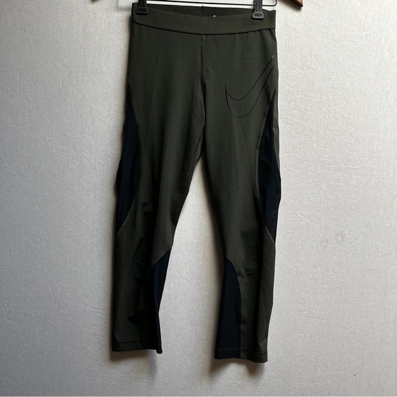 Nike Pro Olive and Black Athletic Mesh Legging Pants Sz S - Picture 2 of 13